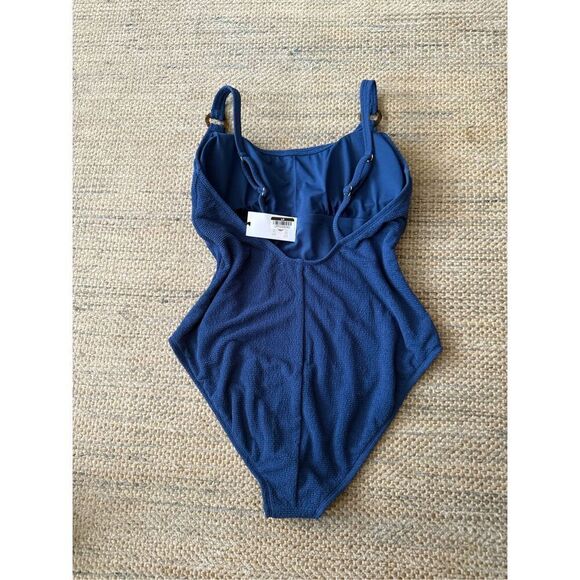 Women's Square Neck Pucker Textured High Leg One Piece Swimsuit - Shade & Shore™ - Picture 3 of 3